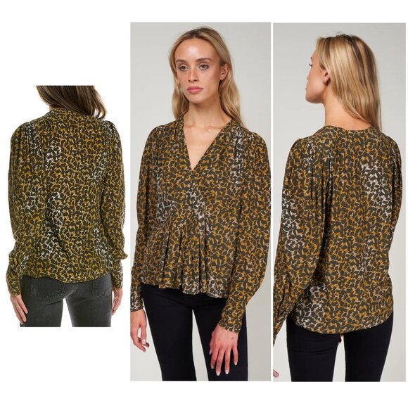 ISABEL MARANT Amirya Floral Top Blouse Bronze Balloon Sleeves size 38 / M - Picture 8 of 15